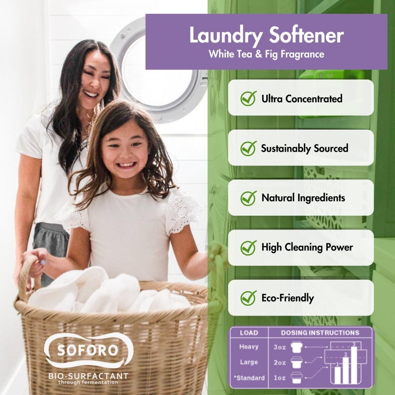 Happy Elephant Fabric Softener, White Tea & Fig Scent, Natural Biodegradable Liquid Fabric Softener, Plant Based, Softens Clothes & Reduces Static, Gentle on Skin, HE Compatible, 64 Fl Oz, 1 Pack - Image 3